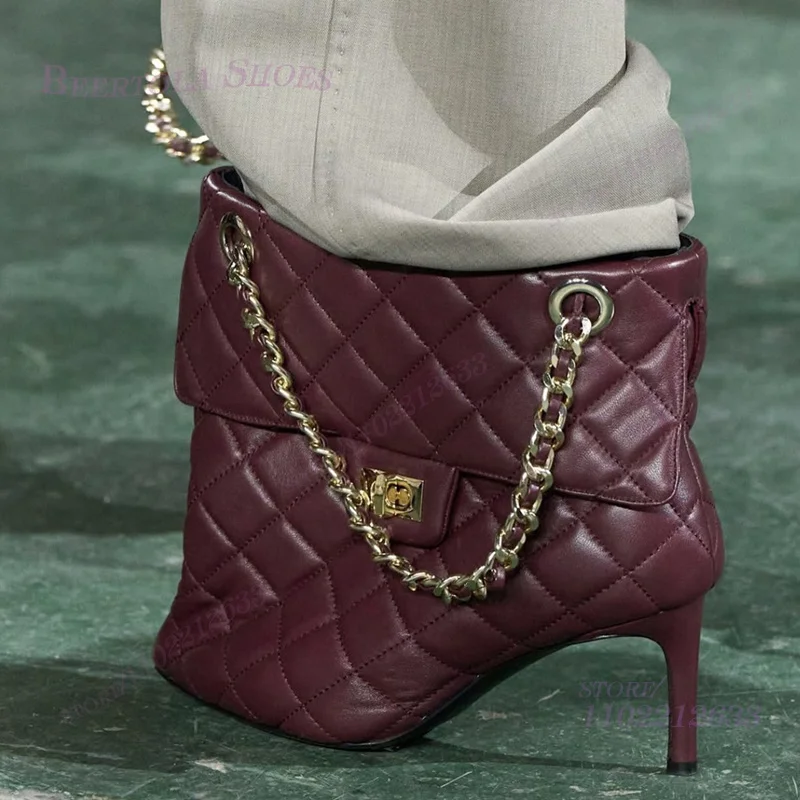 

Красная сумка-цепочка, сапоги с острым носком, женские коричневые кожаные туфли в клетку с металлической пряжкой, ботильоны до щиколотки, белые туфли на шпильке для девочек