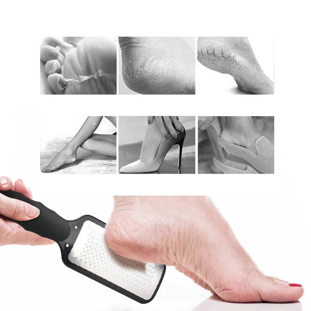 

Foot Callus File Stainless Steel Durable Exfoliating Scrub File Remover Pedicure Care Tool Portable Hanging Hole Black