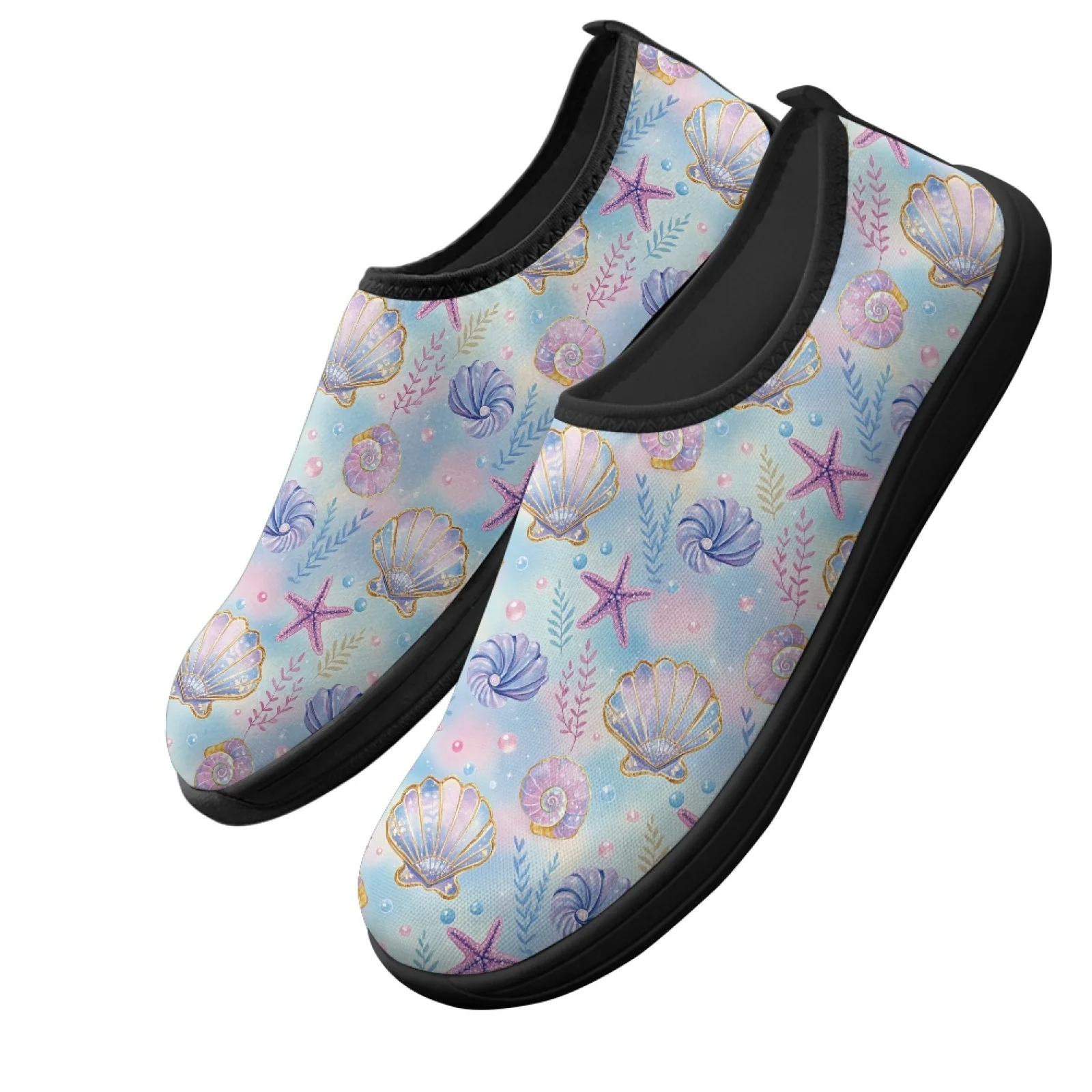 PENSTROLL Sea Shell Starfish Easy Slip-On Barefoot Flats Hike Footwear for Men Wide Toe Sports Shoes