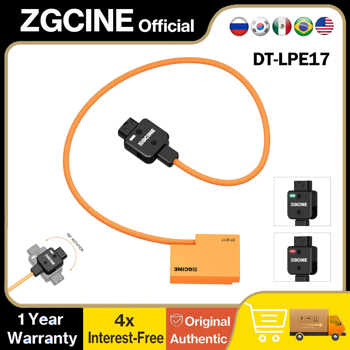 ZGCINE D-Tap to LP-E17 Dummy Battery Cable for Canon R50 R10 R8 RP R100 200DII 850D 800D 77D M6II M6 M5 M3 R50V 760D 750D 200D