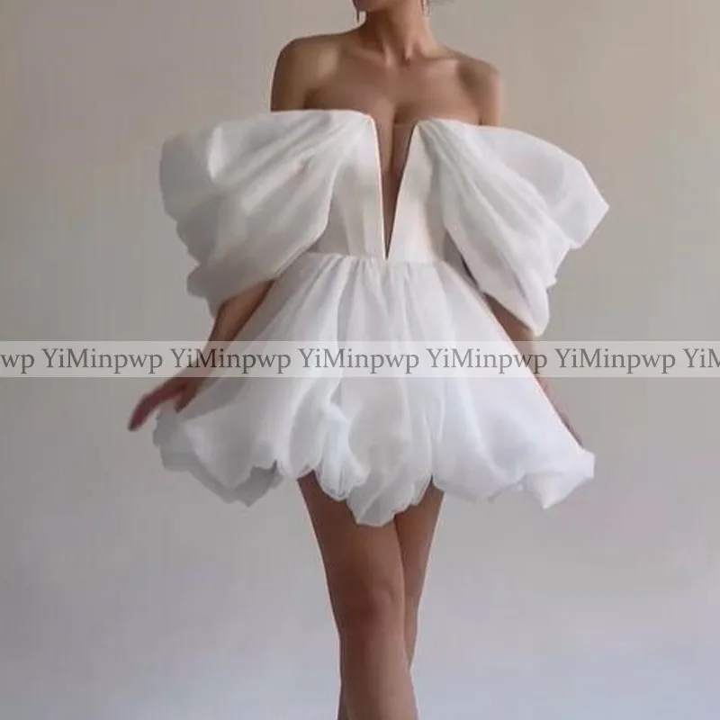 Vestido branco pequeno para mulheres 2025, ombro de fora, linha curta, vestidos de baile, coquetel, festa de aniversário, personalizado