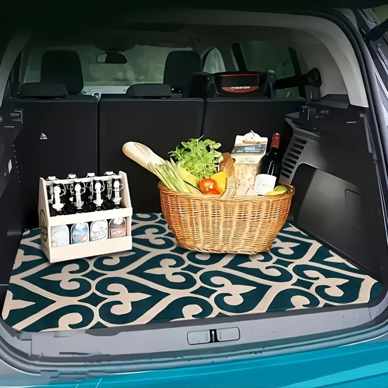 1pc Universal Bohemian Ethnic Mandala Pattern Car Trunk Mat, Protects All Vehicles, Stylish And Durable Car Accessory, Suitable