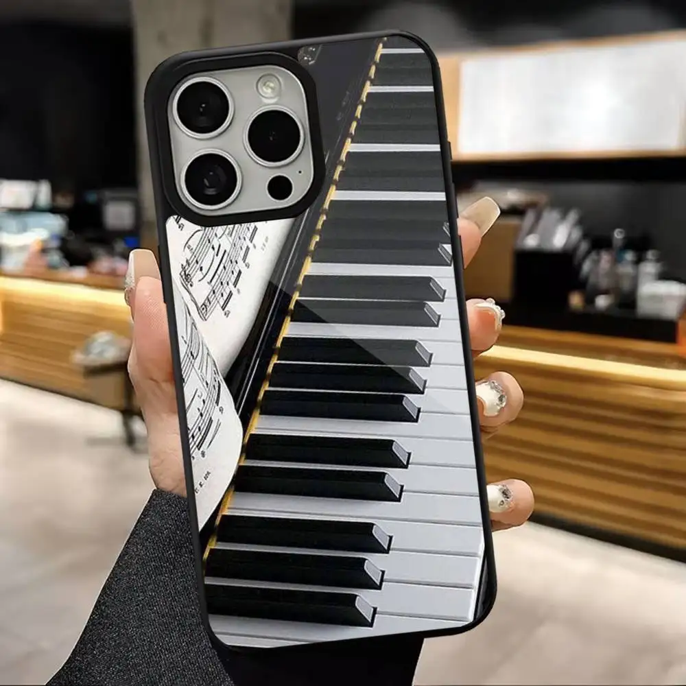 Música arte piano caso de telefone para iphone 16,15,14,13,12,11, pro, max, plus, mini, magsafe, caso de carregamento magnético sem fio