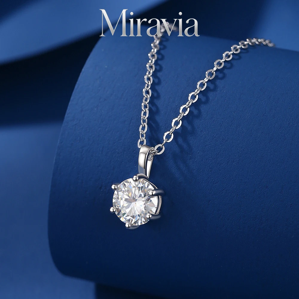 1ct 2ct VVS1 D ColorMoissanite Necklace For Women 925 Sterling Silver Sparkling with Certificate Pendant Wedding Party Jewelry