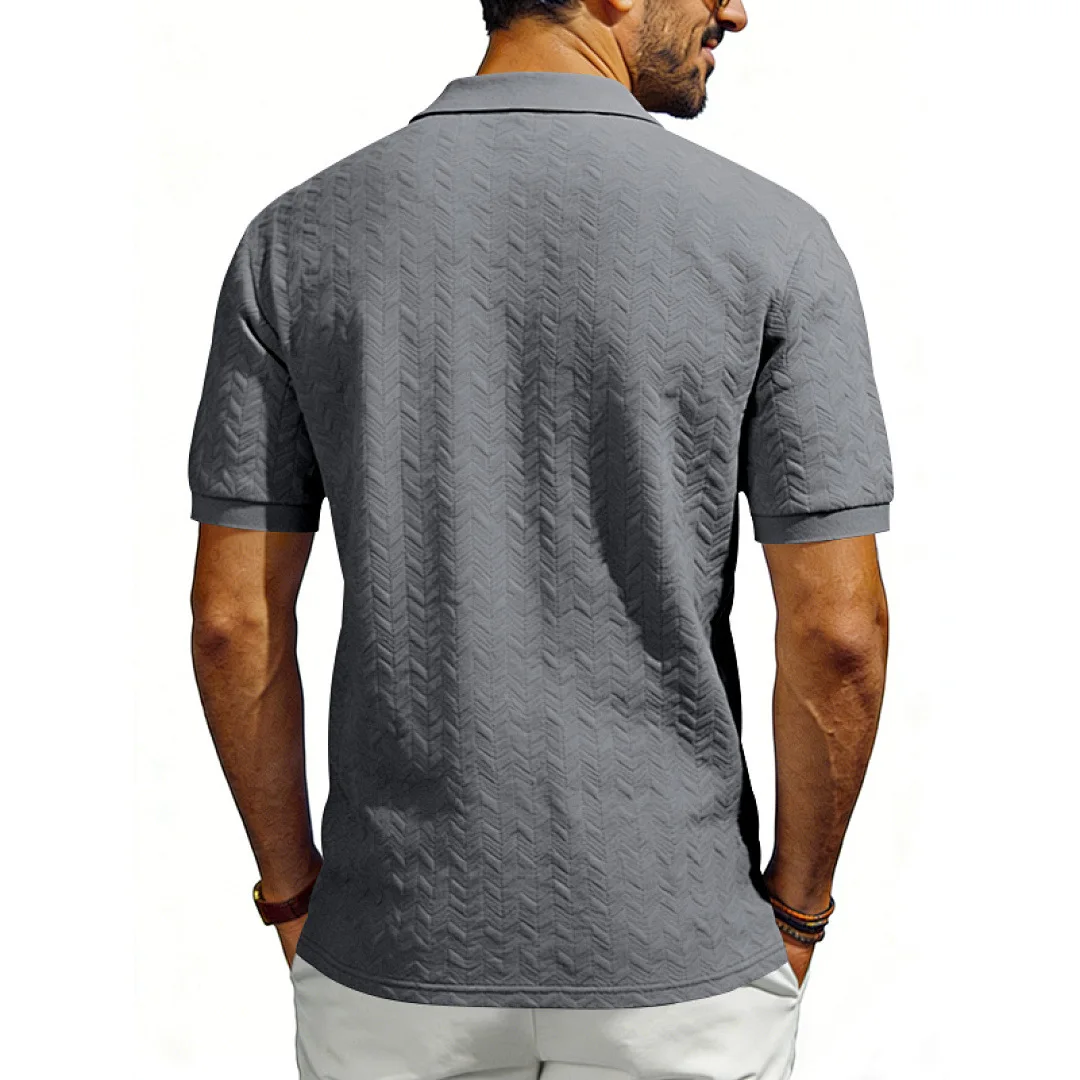 Grenzüberschreitendes Amazon American Heavy-Duty Polo-Shirt mit lockerem Texturmuster, einfarbig, Jacquard, lässig, schlicht, trendig, kurzärmelig – Detail 35