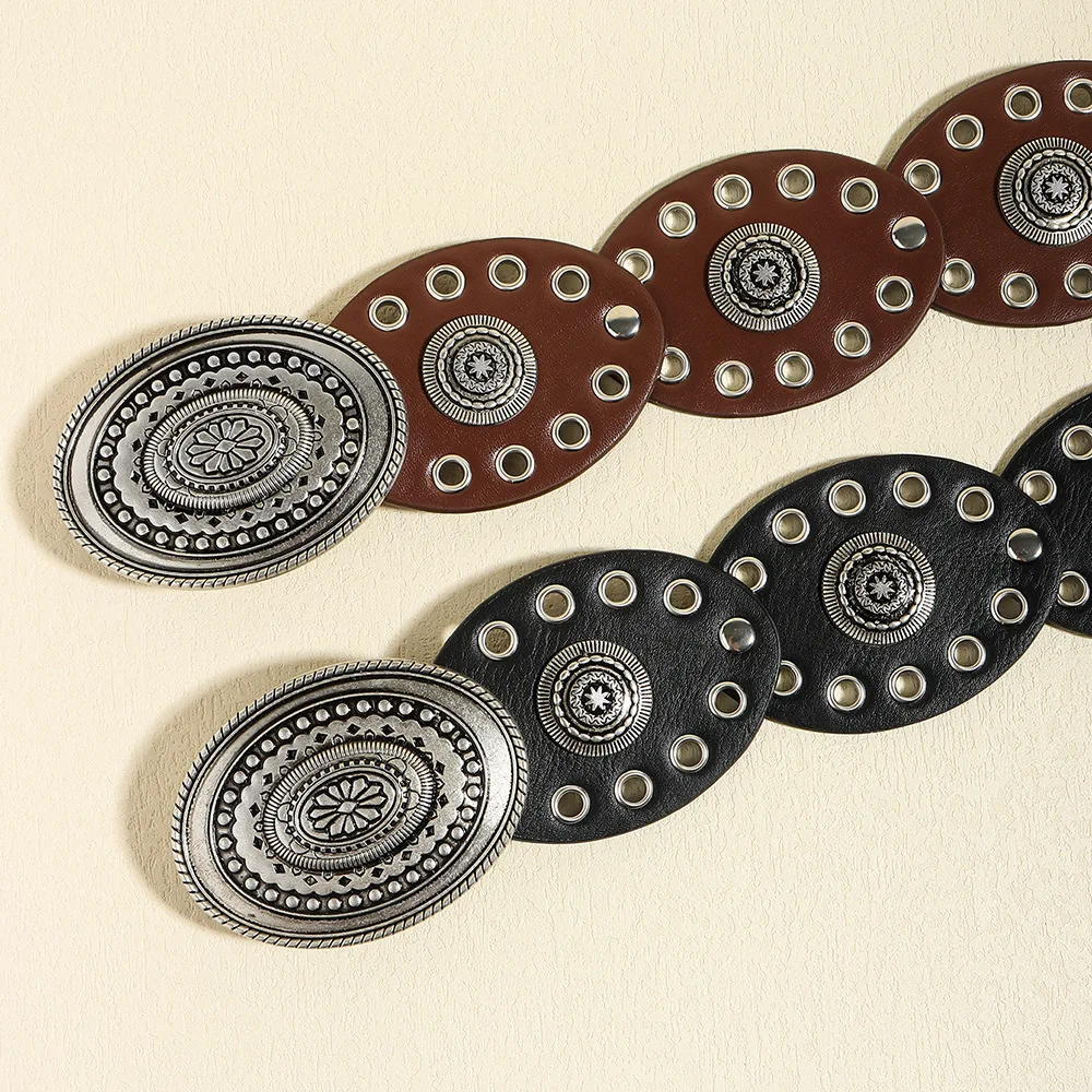 여성용 펑크 웨스턴 카우걸 데님 PU 레트로 벨트, 데님 웨스턴 스타일 맞춤형 금속 와이드 벨트, ZX004 디자이너