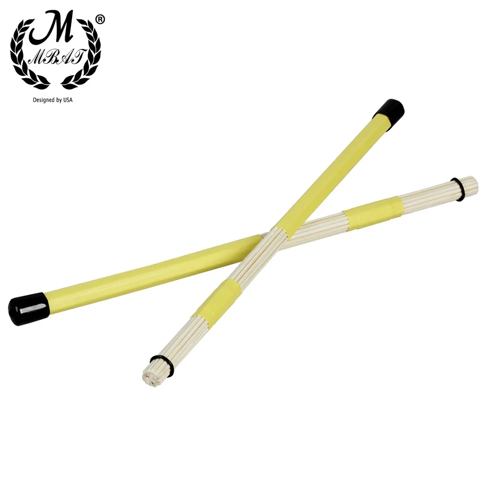 M MBAT 1 Pair 40CM High Quality Bamboo Drum Brush Drumsticks Rods Jazz Drum Sticks Brushes Rod Percussion Accessories Parts