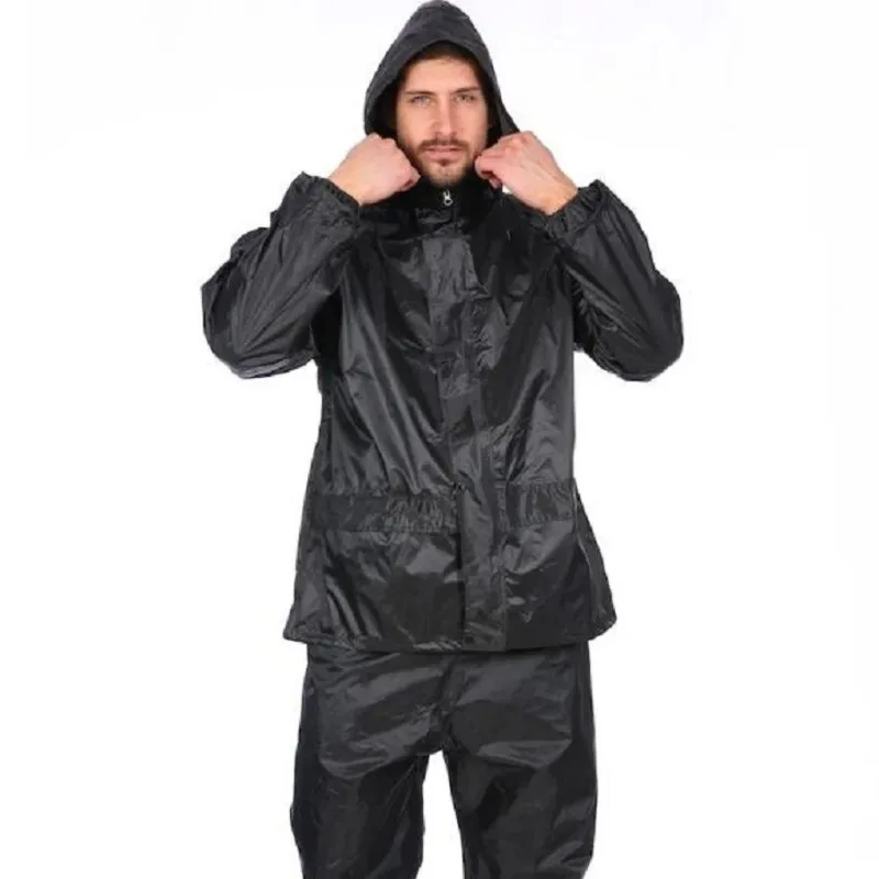 Black Motorcycle Black Adult Raincoat Waterproof Rain Gear Suit Men Outdoor Pants Set Hiking Rainwear Raincoat Women Windbreaker