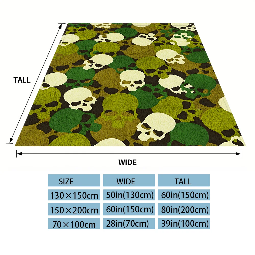 Skull Camo Flannel Luxury Blanket, Lightweight And Comfortable Woolen Blanket, Ultra-Fine Fiber