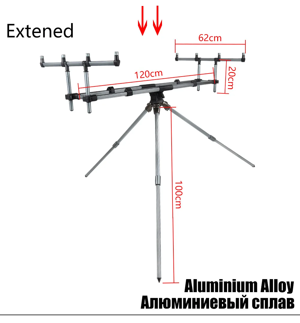 أعلى جودة تلسكوبي الألومنيوم 4 قوس الكارب الصيد رود جراب قابل للتعديل معدات صيد سمك الشبوط لدغة #3