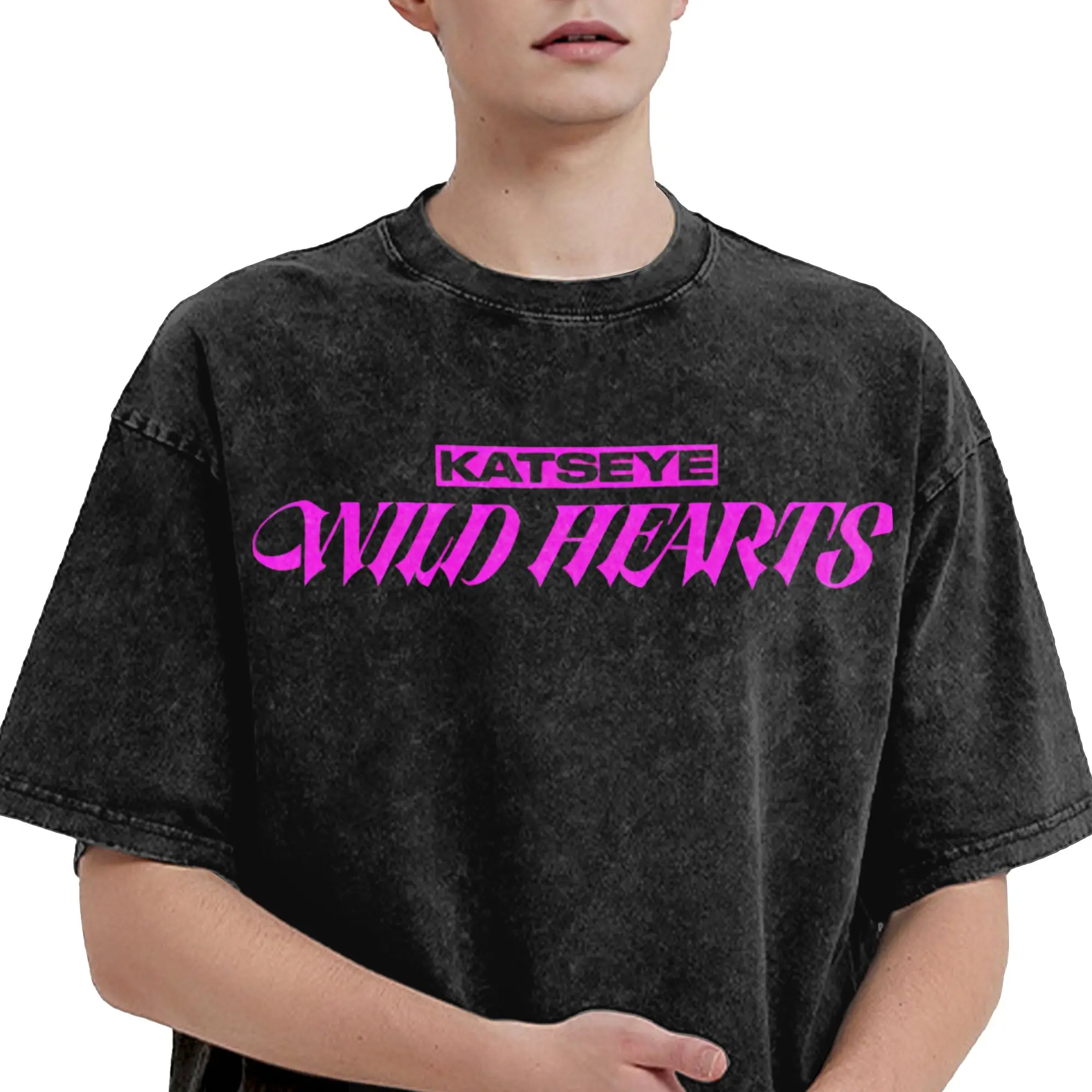 Printed KATSEYEs WILD HEARTS Washed Shirts Accessories Harajuku T-Shirts  for Men Women Tee Shirt