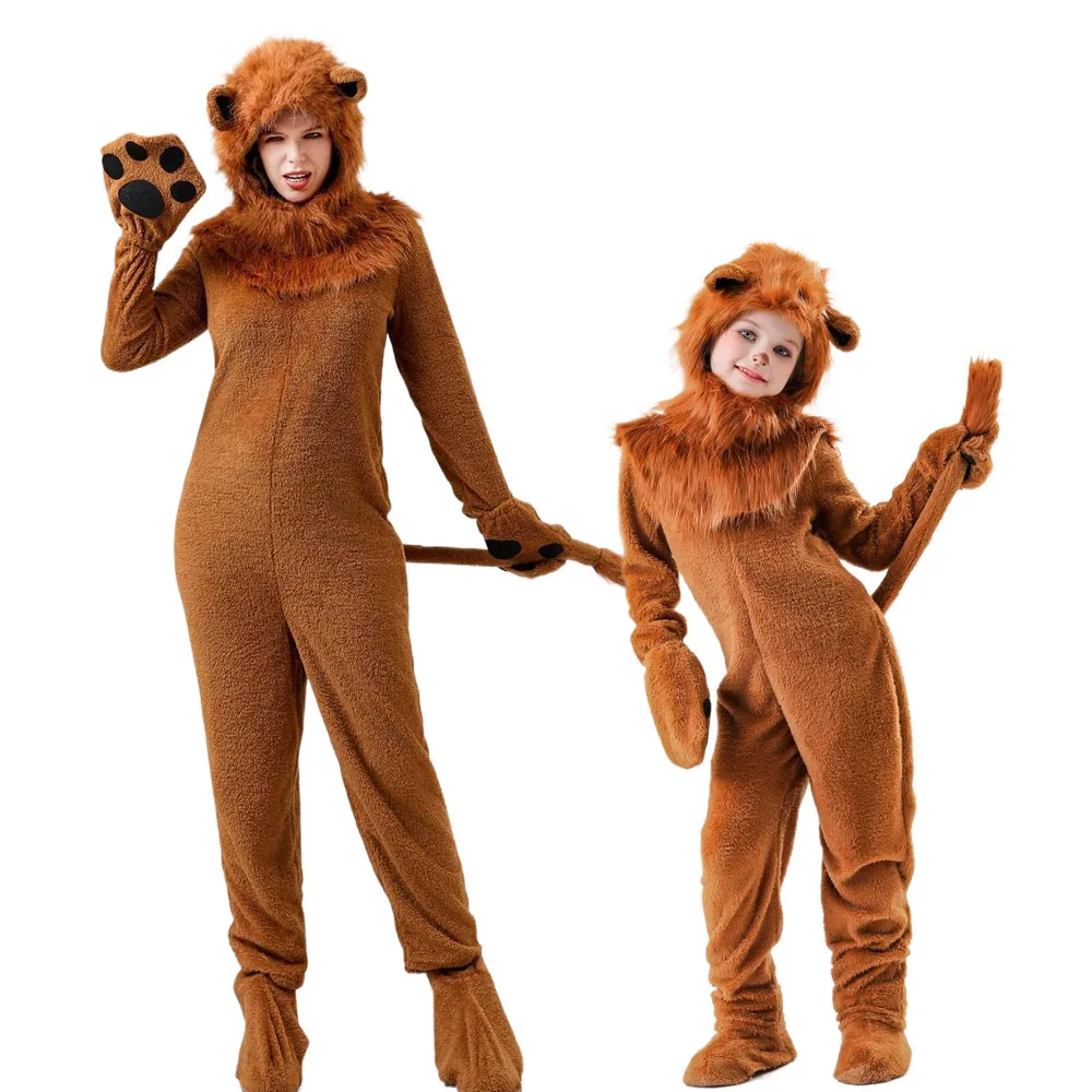 

2026 New Halloween Party Costume Adult And Child Parent-Child Version Cartoon Lion Animal Performance Cosplay Suit Dance