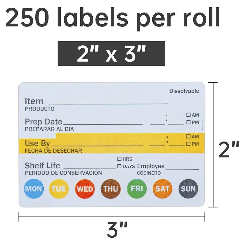 250/300PCS Food Shelf Life Label Self-adhesive Waterproof Food Date Labels Multi-functional Removable