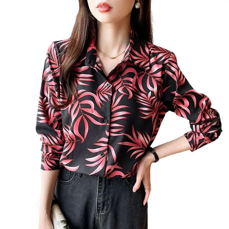 Nieuwe Elegante Print Blouses Casual Daily Dames Shirts Mode Vrouwen Button-Down Tops Blusa Mujer