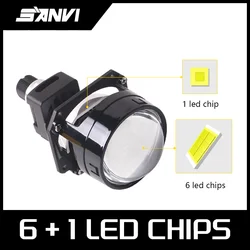 SANVI 2.5 Inch S18 Bi LED Projector Lens Angel Eyes Shrouds for H4 H7 LED H1 9005 9006 Headlights Hella G5 3R Car Led Lights