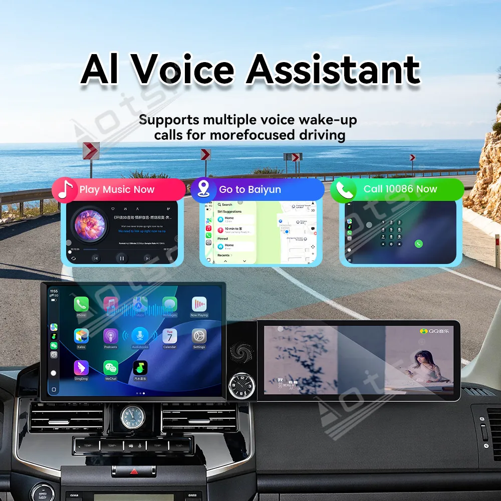 For Toyota Land Cruiser 2007-2015 Android Dual Screen interaction Radio Stereo Receiver Multimedia Player Navigation Free Cam