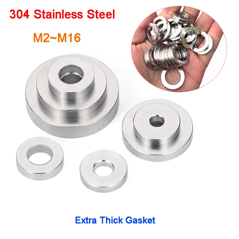 304 Stainless Steel Large Size Oversize Big Wider Flat Washer Plain Gasket Super Thick Mesons M2 M3 M5 M6 M8 M9 ~ M16