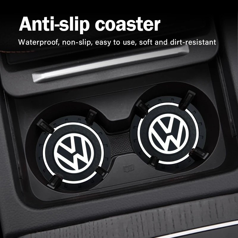 1/2/4Pcs Samochodowa mata antypoślizgowa Coaster Water Cup Slot Pad Akcesoria Do Volkswagen Passat Golf 5 7 Polo Rline Magotan Tiguan Gti