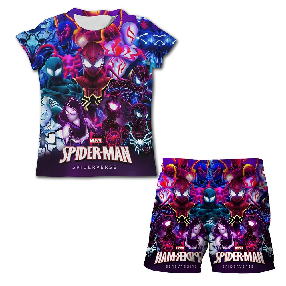 Ragazzi ragazze Spiderman set di vestiti abbigliamento per bambini tute estive a maniche corte magliette soniche e pantaloni corti costumi abiti