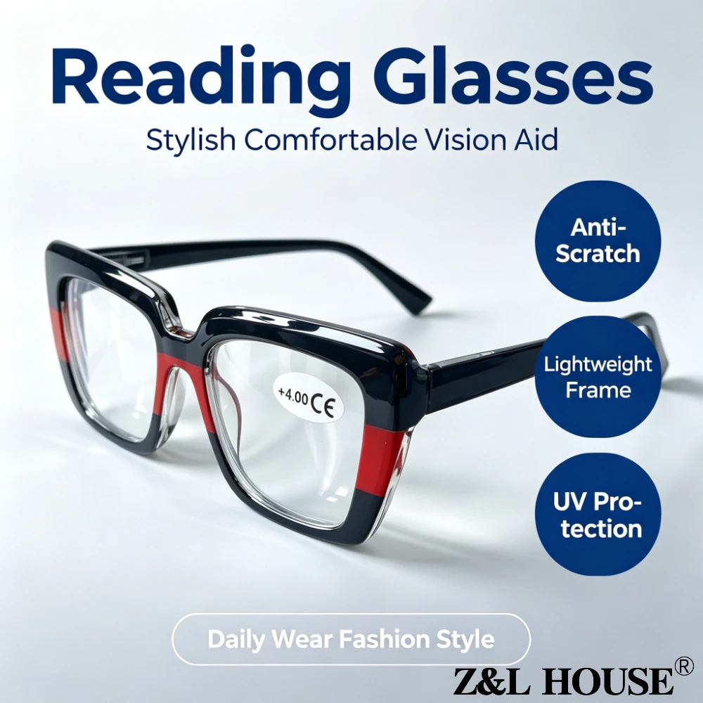 8 Pack Value Unisex Reading Glasses Random Mixed Colors Light Comfort Fashion Readers Eyeglasses Multi-Scenario Daily Use