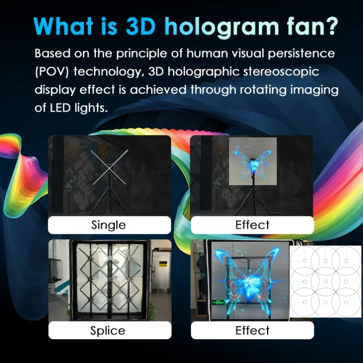 HD 홀로그램 디스플레이 프로젝터, LED 선풍기, 3D 선풍기 디스플레이, 광고 선풍기, 45-200cm