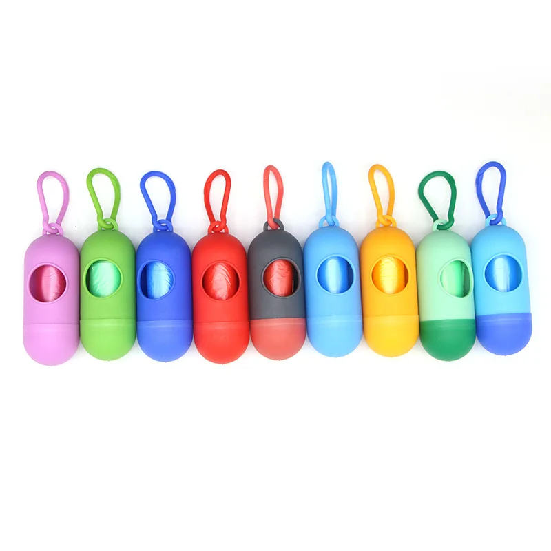 Dog Poop Bag Holder Portable Pet Waste Bag Dispenser Capsule Shape Dog Garbage Holder Dispensers Cleaning Supplies