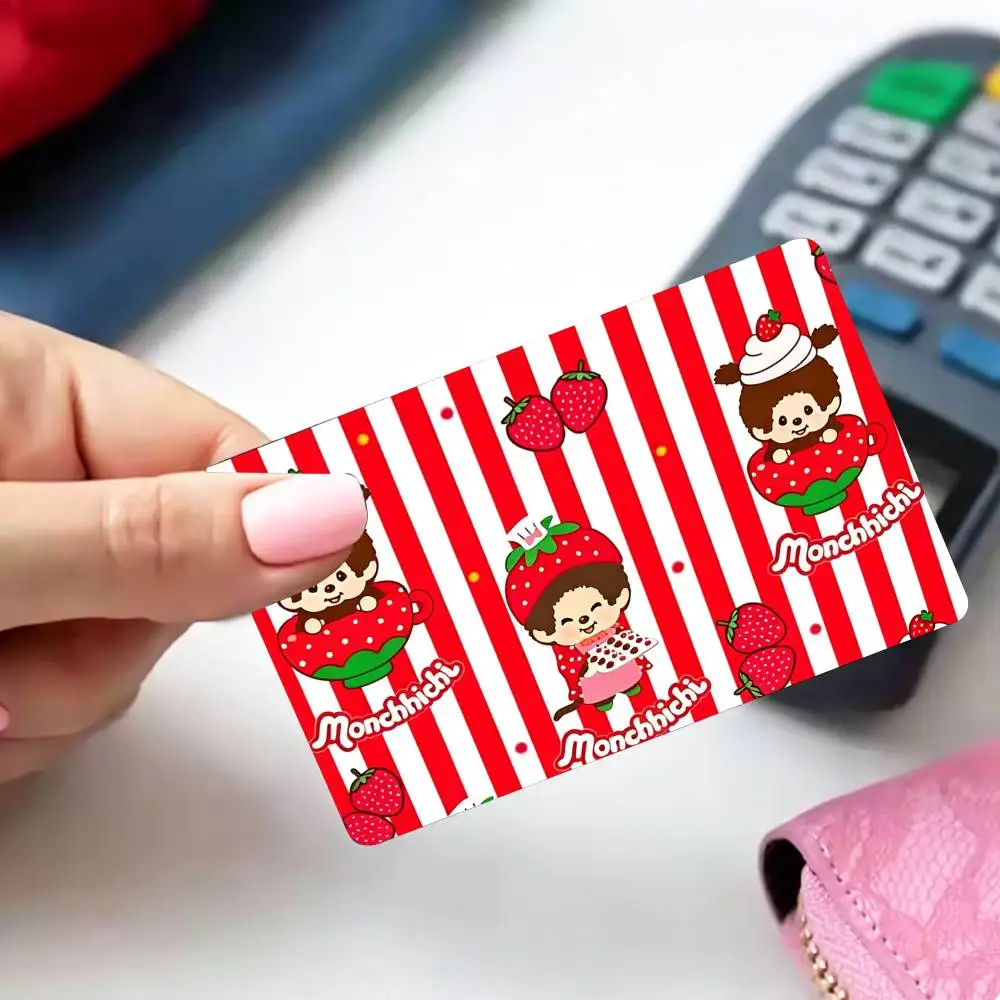 Bear Sweet Fur M-MonchhichiS 4pcs 1Set Card Stickers Small Waterproof Chip 4PCS Card Sticker