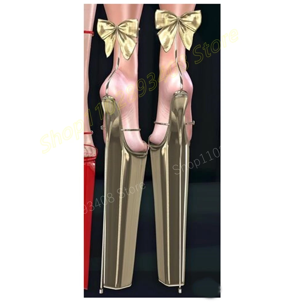 Red Back Butterfly Knot Decor Hollow Sandals Patent Leather Extreme Stiletto High Heel Fashion Women Shoes 2024 New Para Mujere