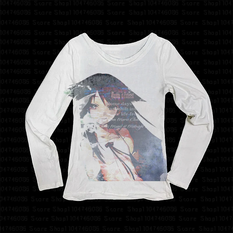 Женская эстетика, винтажные топы с графическим рисунком y2k