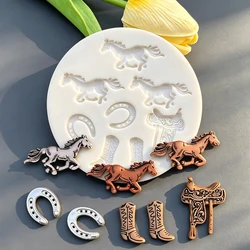 Saddle Horse Cowboy SBoots ilicone Sugarcraft Cupcake Baking Mold Fondant Cake Decorating Tools