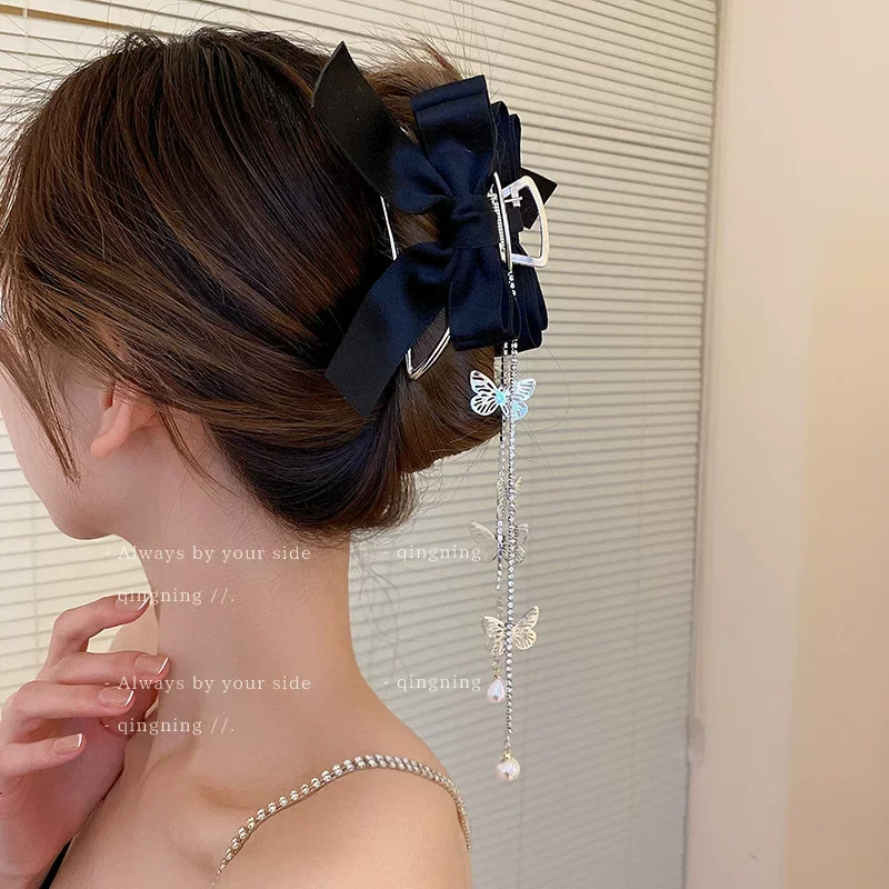 

Female Fashion Apring Autumn Hair Clip 2026 New Headwear Butterfly Tassels Hair Claws for Women Ladies Elegant Hair Accessories