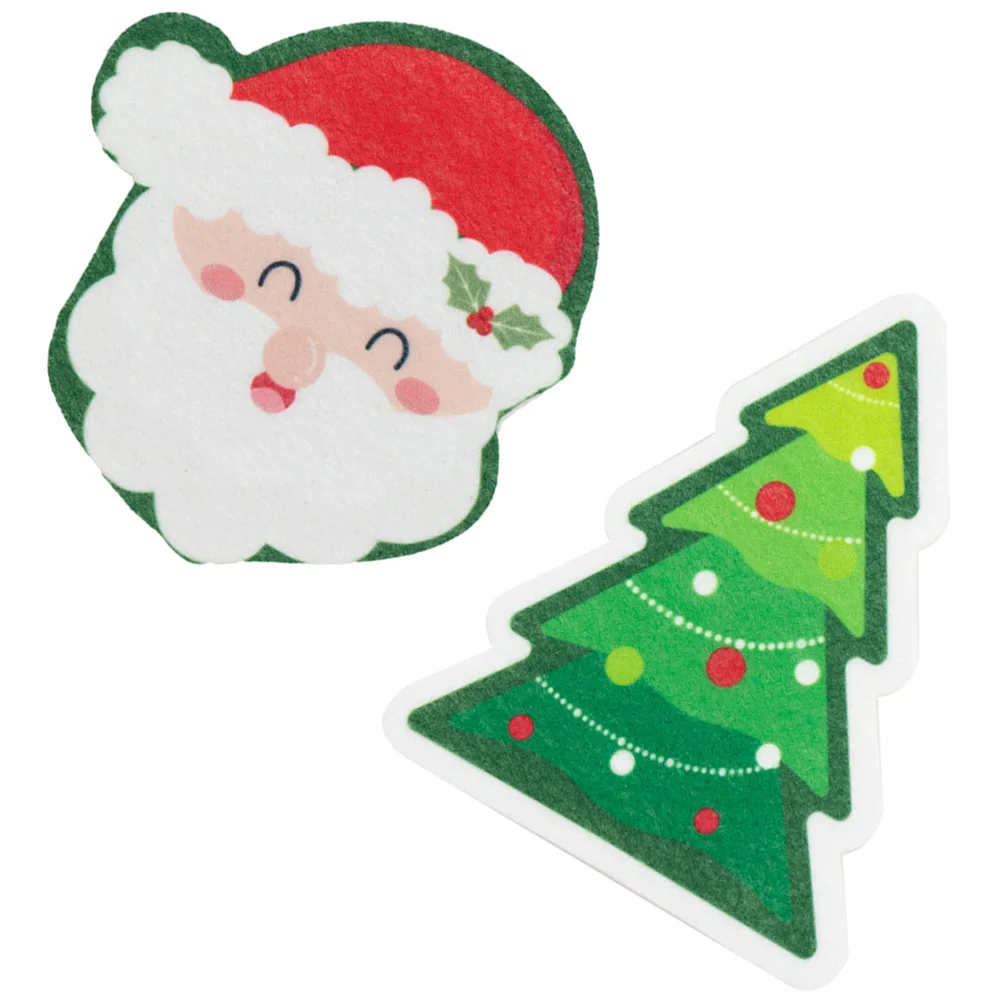 

2pcs Dish Sponges Christmas Themed Kitchen Cleaning Scrub Sponge For Washing Dishes Pots Bowls Cutlery Rust Removal