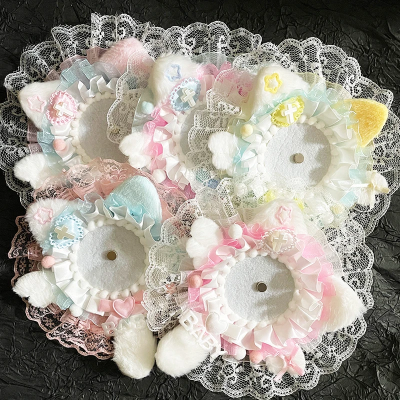 

cute lace Badge Rosettetray with ribbons ,quadratic element Anime fill ita bag Accessories 55mm badge tray
