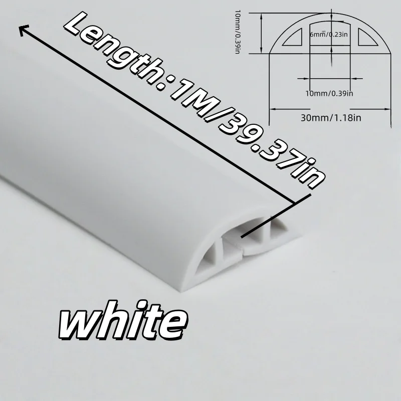 1pc 1m/39.37in PVC material Invisible Decorative Floor Wire Cover, Flame Retardant & Insulated, Anti-Step Design for Home Use