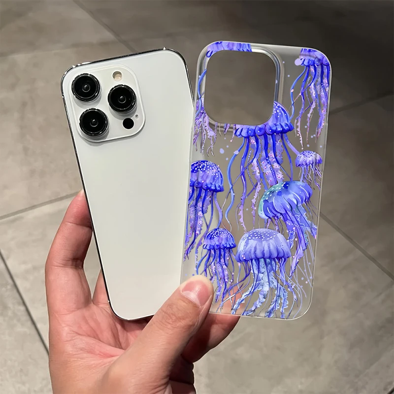 Ocean Jellyfish Print Phone Case For iPhone 17 16 15 14 13 12 11 Pro Max 16E XS X XR 7 8 Plus 12 Mini Shockproof Silicone Cover - náhled 3