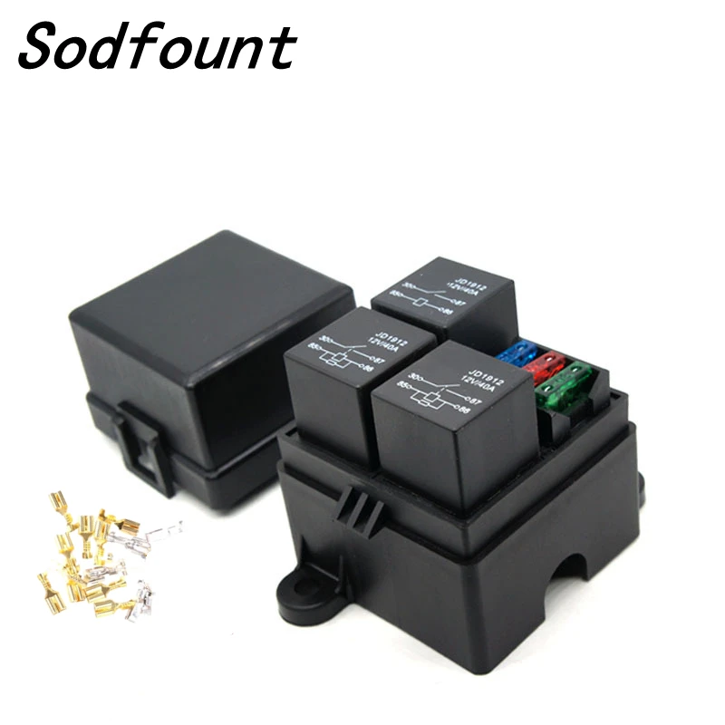 Free Combination Auto Car Truck 3 Way Fuse Holder Relay holder Circuit Standard ATO Blade Fuse Relay Holder 12V 40A  Relay