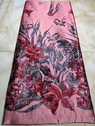 2020 Hot Selling Pink African Brocade Lace Fabric Jacquard Weave French Tulle Lace Fabric For Fashion Big Occasion PJK20122A