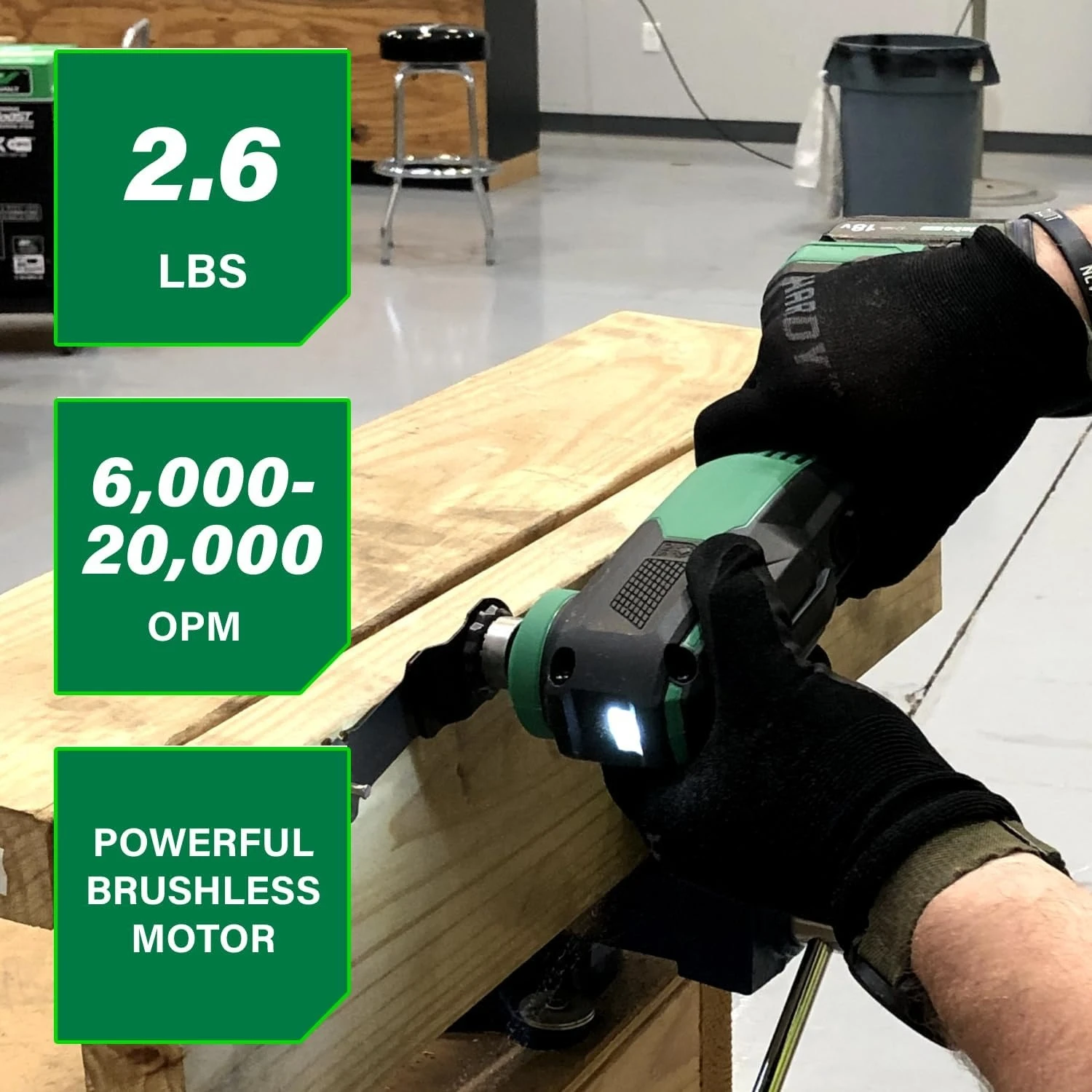18V Multi Volt draadloos oscillerend multitool Ontwerp met lage trillingen Universeel ontwerp 6 snelheidsinstellingen Gebruikerstrillingsbescherming
