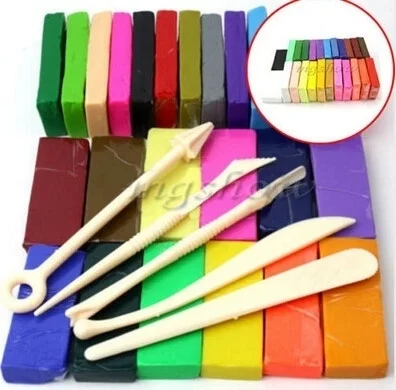 

5 Tool + 32 Color Oven Bake Polymer Clay Blocks Modelling Moulding Tool color clay DIY 32 Colors convenient art creation