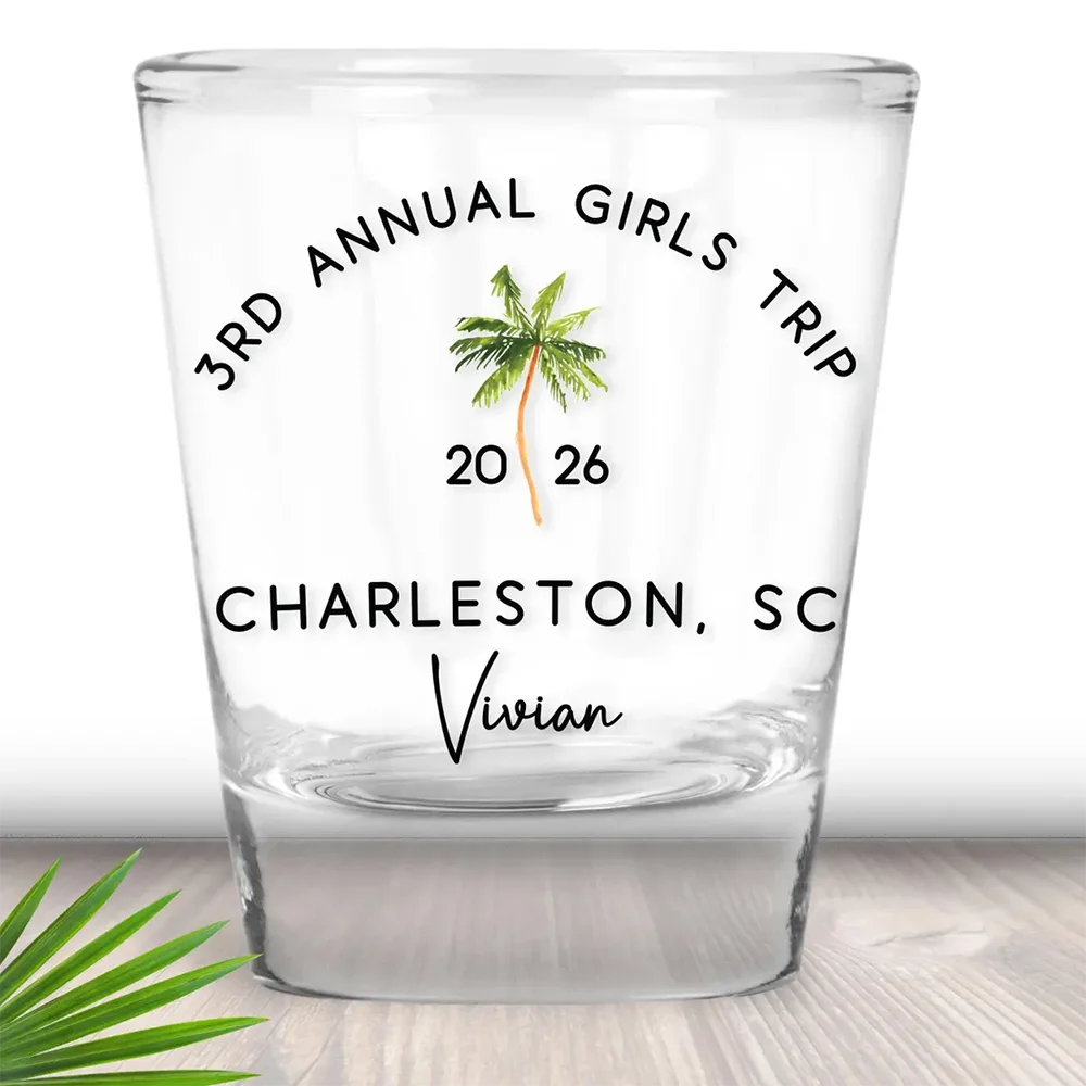 Custom Palm Tree Pattern Shot Glasses Personalized Tropical Drink Cups Party Favors For Beach Bachelorette Birthday Celebration - view 2