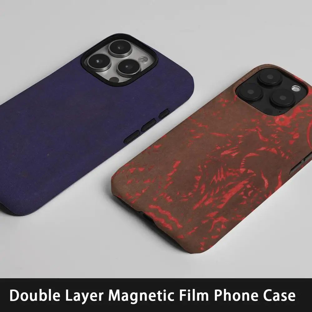 

Texture Phone Case Korean INS For IPhone 16 15 14 13 12 11 Pro Max Plus Luxury Magnetic Double-layer Back Cover