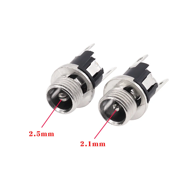 DC025M 5.5x2.1/2.5mm Panel Mount DC Power Socket 3Pin Chassis Connector with Nut DC-025M Female Jack Adapter for CCTV LED