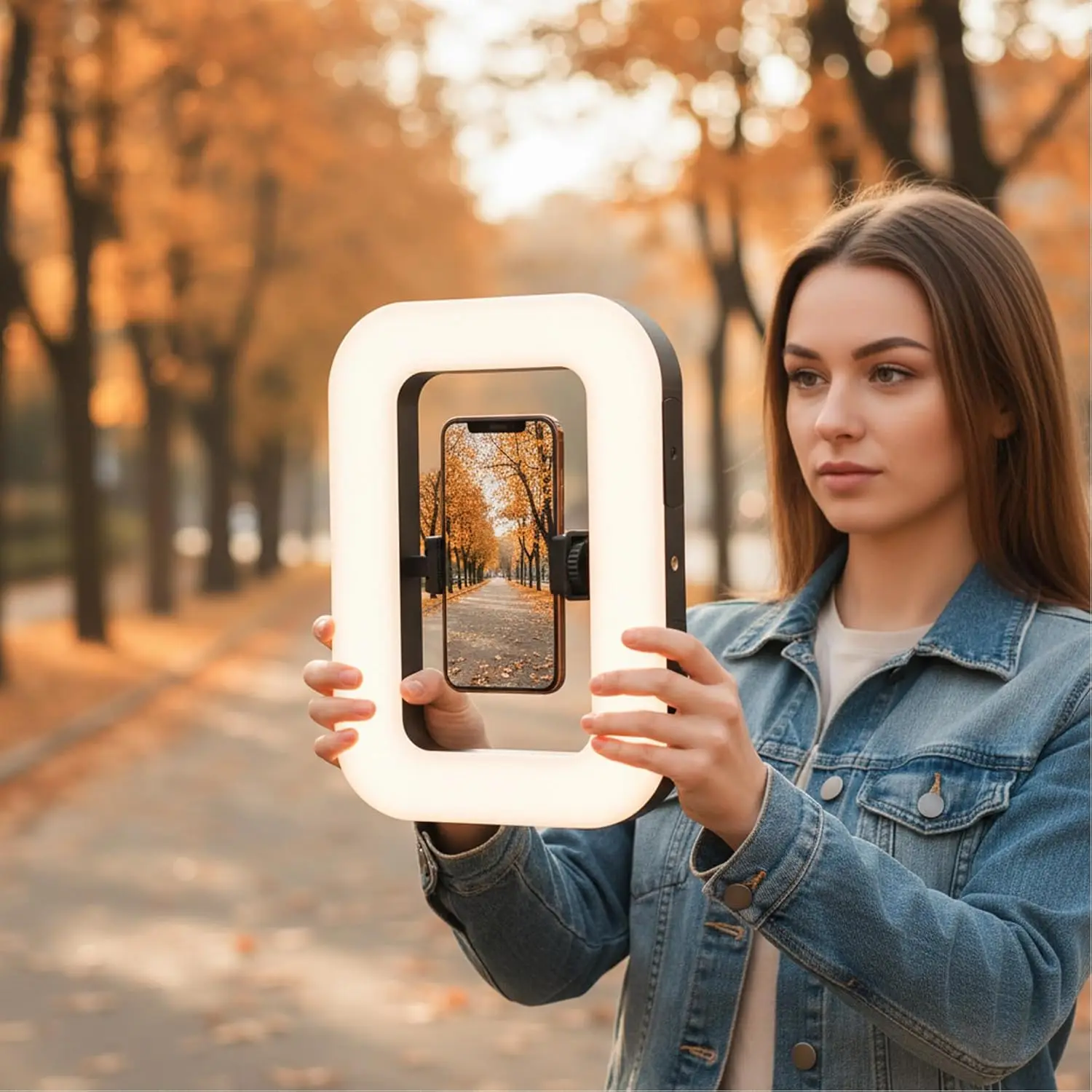 

Phone Light with 47 RGB Colors,Handheld Stabilize Ring Light with 8000mAh, Ring Light for Phone Selfie Recording YouTube