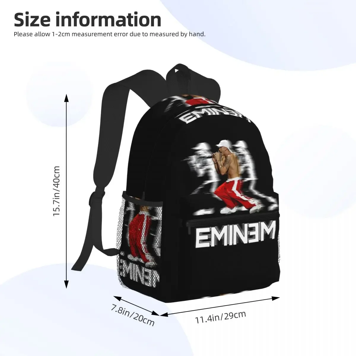 Rapper Eminem Music Album Student Backpack School Bag Hiking Travel Daypack for Boys Girls Fashion Bookbag Shoulder Bags