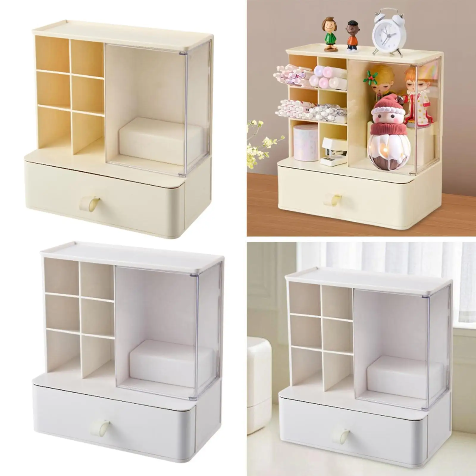 

Small Desk Organizer,Jewelry Storage Box with Drawer,Makeup Vanity Box Business Card Home Stationary Makeup Organizer