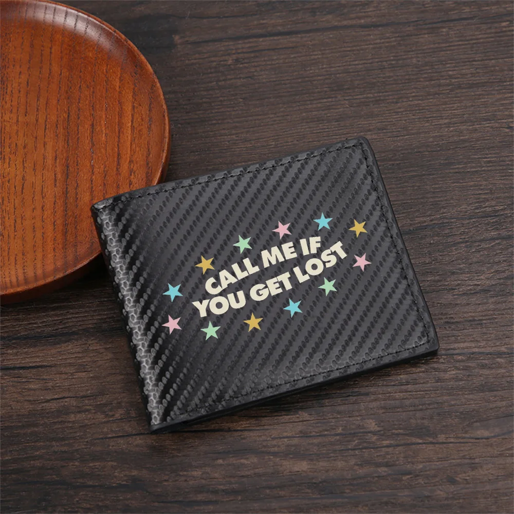 Stars text words lost call Men's Wallets Simple Business Modern Stylish Printing Design Gifts For Father Boyfriend Christmas Lov