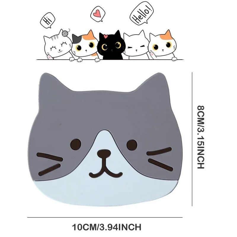 قواعد أكواب لطيفة على شكل قطة، قواعد أكواب مشروبات من السيليكون قابلة لإعادة الاستخدام غير قابلة للانزلاق، كوب زجاجي مقاوم للحرارة وقابل للغسل، وسادة مطاطية جديدة #2