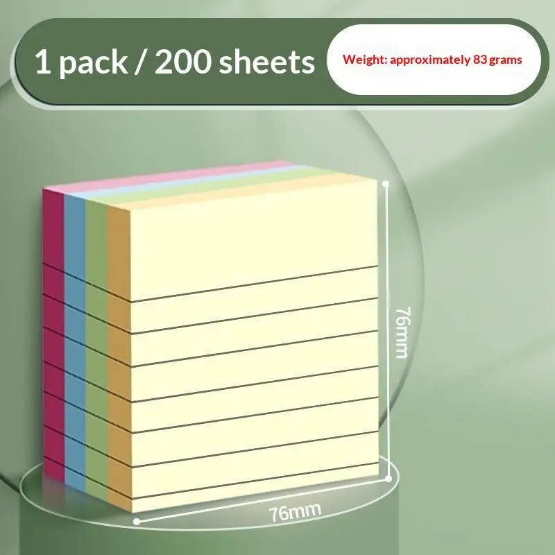 100/200 Sheets Colorful Portable Memo Pads Self-Stick Lined Notes For Office Home School Easy To Apply Notepad