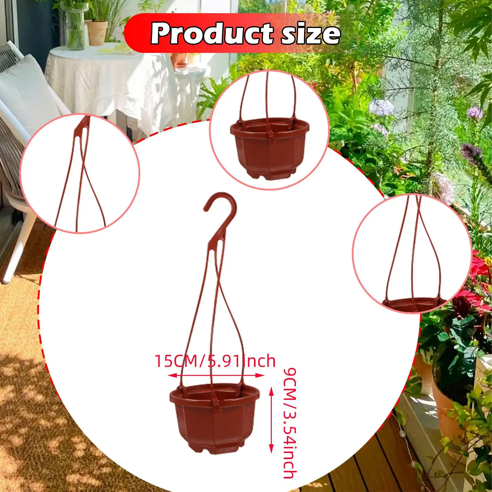 15Pcs Hanging Planters Plant Holder Decorative Octagonal with Drainage for Living Room Balcony Gardening Indoor Outdoor Porch