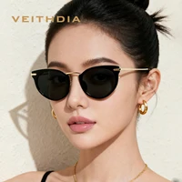 VEITHDIA, gafas de sol polarizadas de cristal de lujo UV400 para mujer, gafas de diseñador a la moda, gafas de sol Vintage de marca para mujer S3064